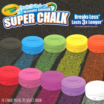 Crayola Super Chalk, Durable, Washable Sidewalk Chalk. Last 3x Longer & Fewer Breaks, 1Ct.