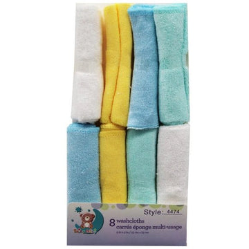 8 Pack of Baby Wash Cloths, Boys Colors - Lion Wholesale