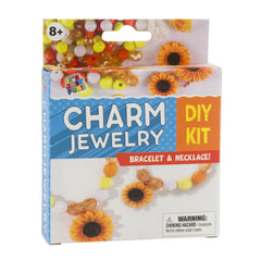 Sunflower Charm Jewelry DIY Kit –Bracelet & Necklace Craft Sunflower Charm Jewelry DIY Kit for kids, includes materials for bracelet and necklace crafting, ages 8 and up.
