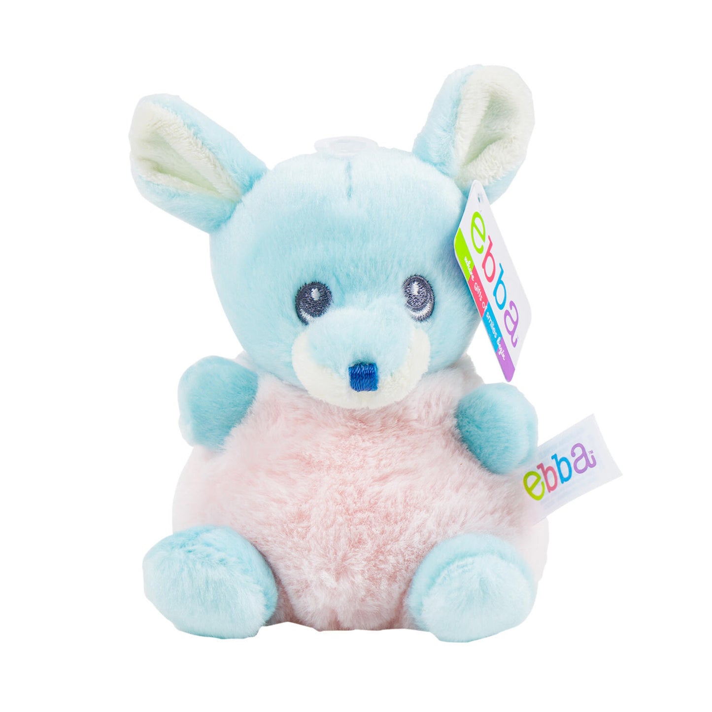 Blue Baby Plush Fawn by Ebba, 5-inch soft stuffed animal with a fluffy belly and adorable features.