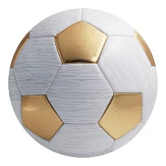 Superior Quality #5 Soccer Ball with Pump & 2 needles Gold & White (Expected arrival July) 2024- Pre-order Today!)
