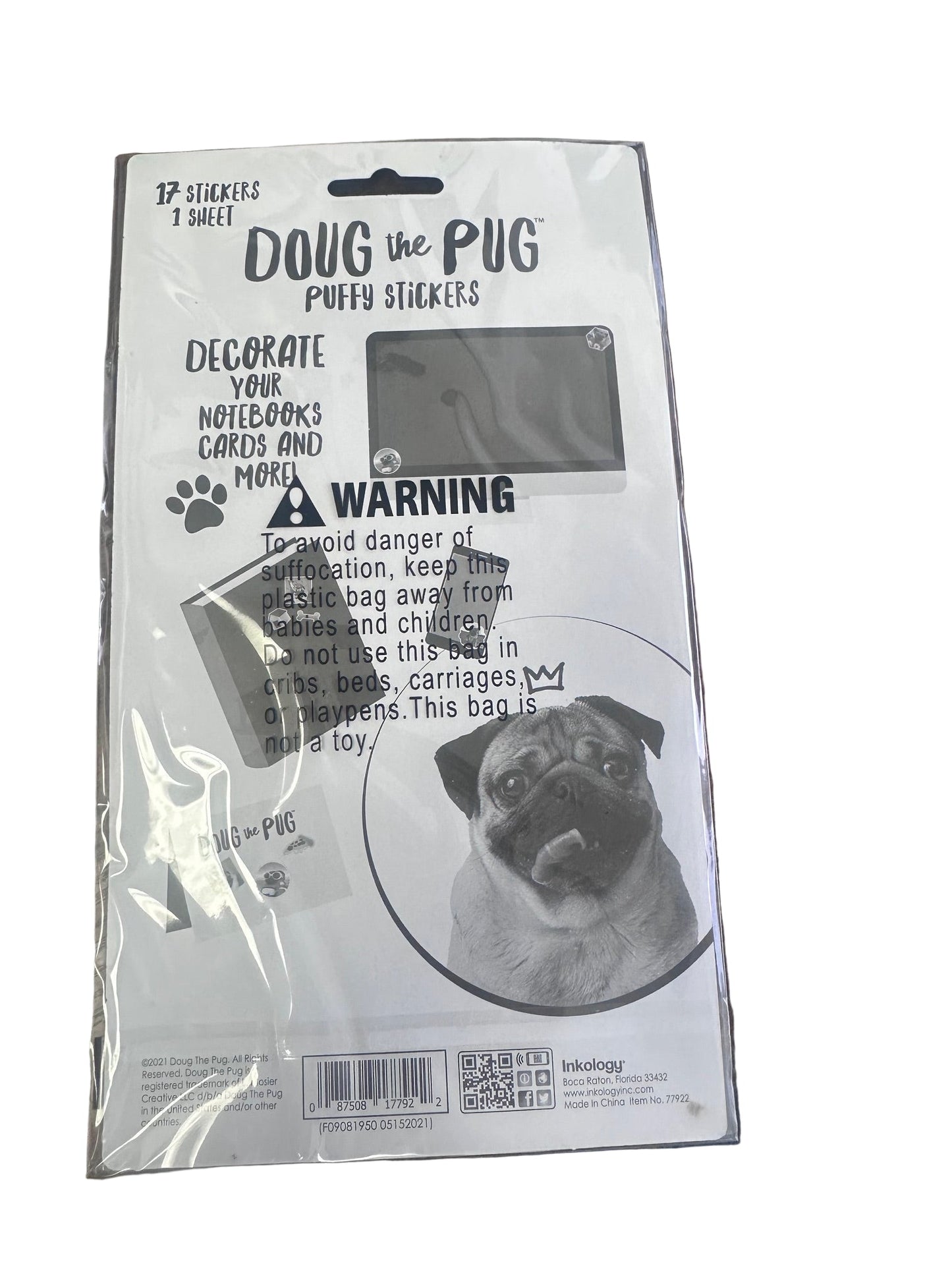 Doug the Pug Puffy Sticker Sheet â 17 Raised Stickers - Lion Wholesale