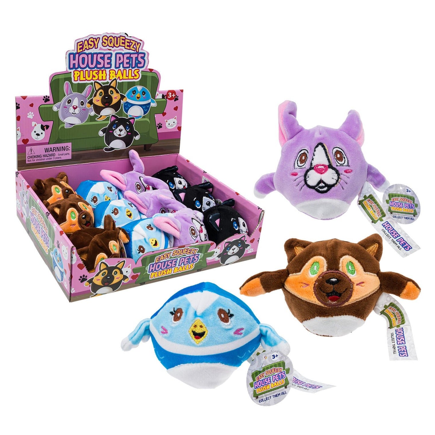 Easy House Pets Plush Balls - 3" Squishy Bug Fidget Toys 12 Pack Asst. | NOT FOR OCC - Lion Wholesale