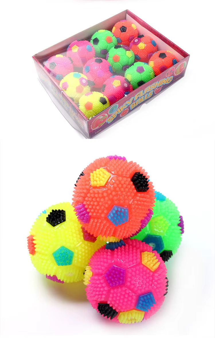 LED Spiky Flashing Soccer Balls – 12 - Pack in Display Box | Assorted Neon Colors - Lion Wholesale