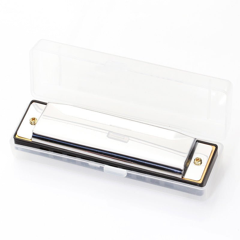 Premium 10 - Hole Student Harmonica in Key C - Stainless Steel with Brass Reeds - Lion Wholesale