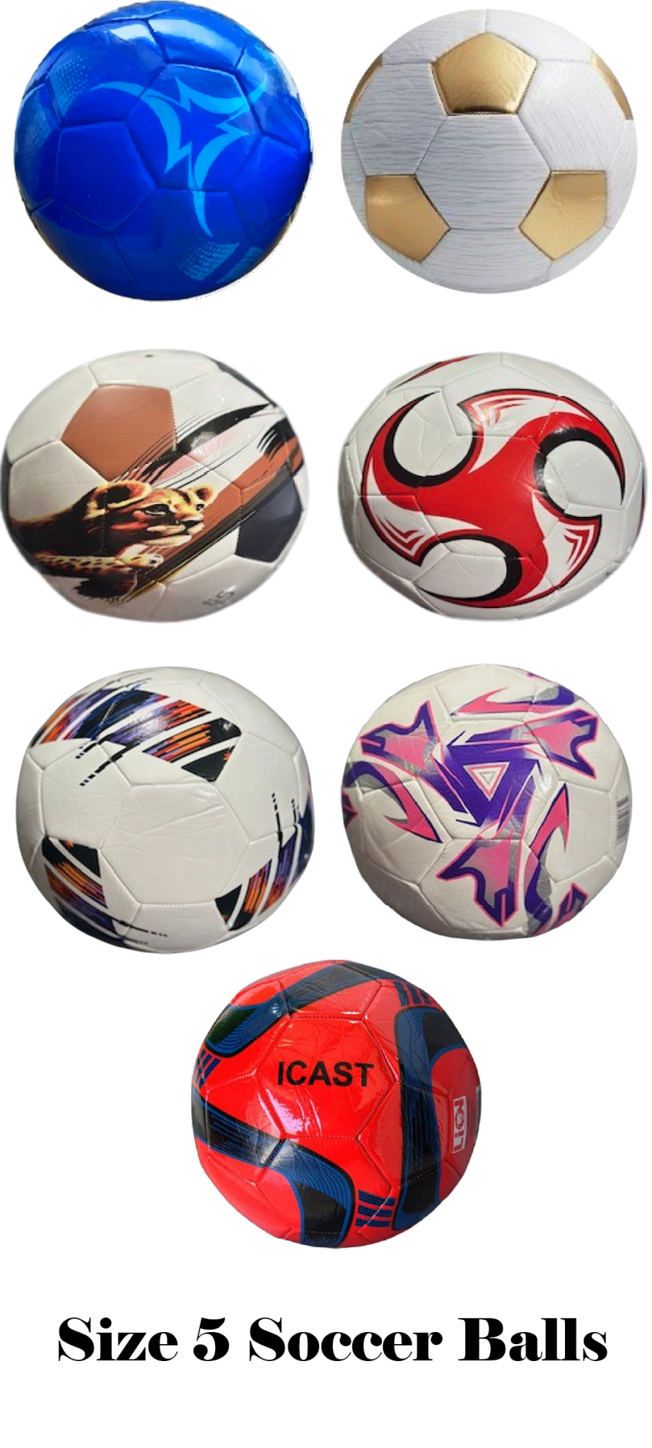 Size 5 Assorted Colorful Premium Soccer Ball Collection