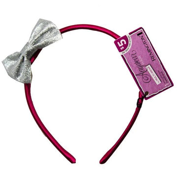 Removable Bow, Pink Headband, Glittery Silver Bow - Lion Wholesale