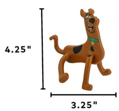 Scooby-Doo! Black and Brown Vinyl Bendables Toy figure of a dog with bendable legs, measurements, and 'Bendable Legs!' labels on a white background.