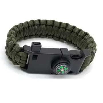Survival Bracelet with Fishing Kit, Magnesium Fire Starter, Compass, wrench, whistle, Para-Chord - Lion Wholesale