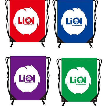 Versatile Drawstring Backpack - Durable13.39" x 16.54" Polyester Gym Bag - Lion Wholesale