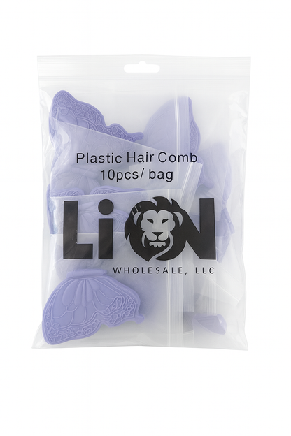 Packaging of plastic hair combs with Lion Wholesale, LLC branding.