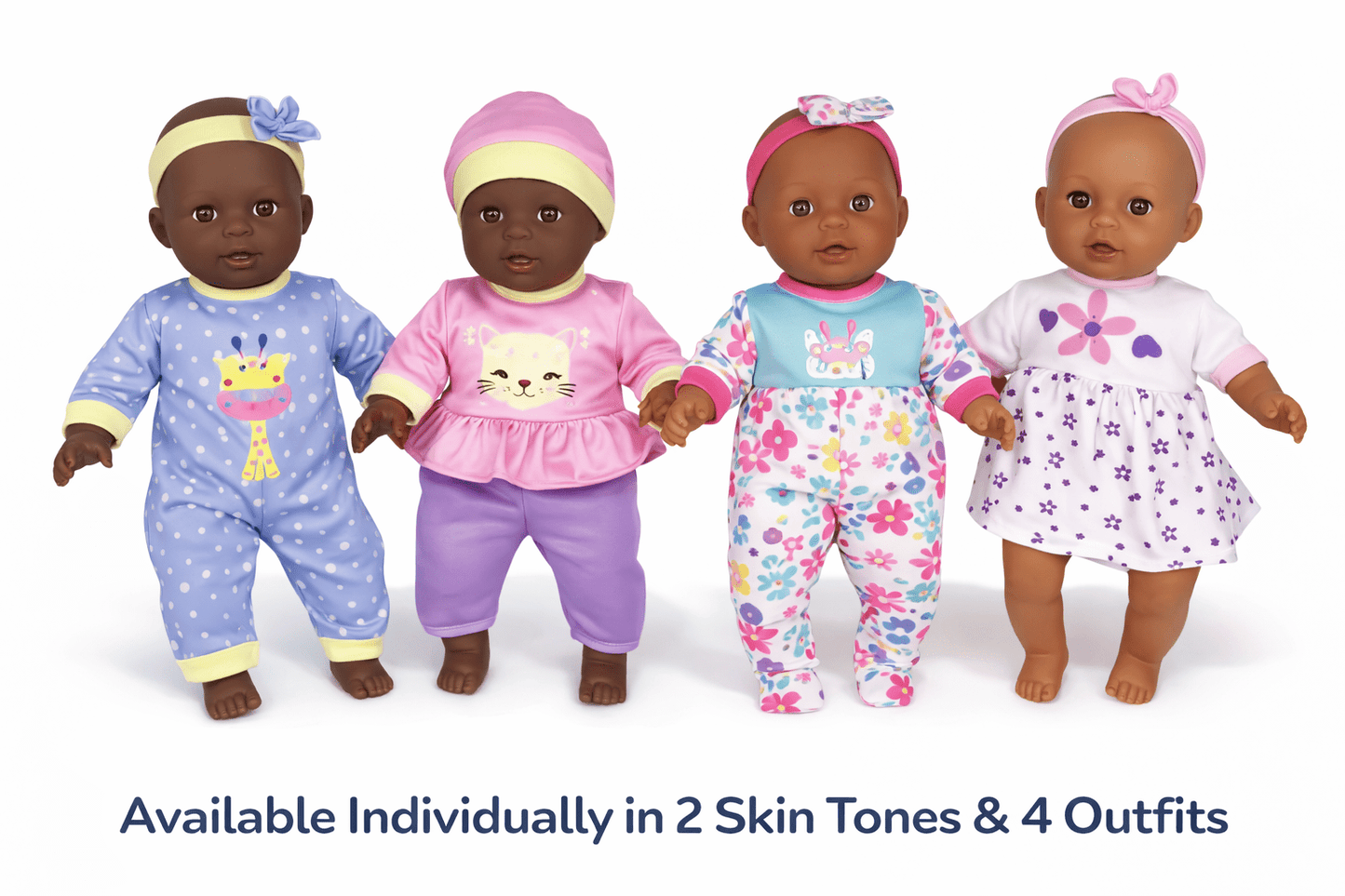 12" Soft - Body Baby Doll (Vinyl Head/Hands/Feet) – Assorted Outfit – Sold Individually - Lion Wholesale
