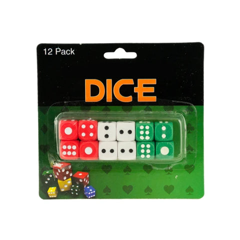12-Piece Game Dice Set in Red, Green & White | Shoebox Gift