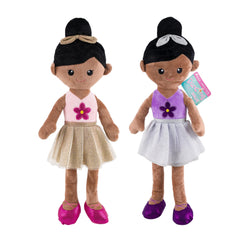 Linzy Kelly 17-inch ballerina rag dolls in pink/gold and purple/silver outfits