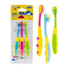 3 - Pack Kids Toothbrush Set – Plastic Toothbrushes in Assorted Styles - Lion Wholesale