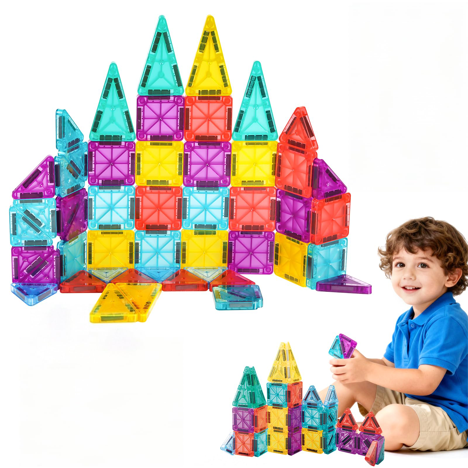32 Piece Mini - Magnetic Tile Set | STEM Building Toy for Kids - Lion Wholesale