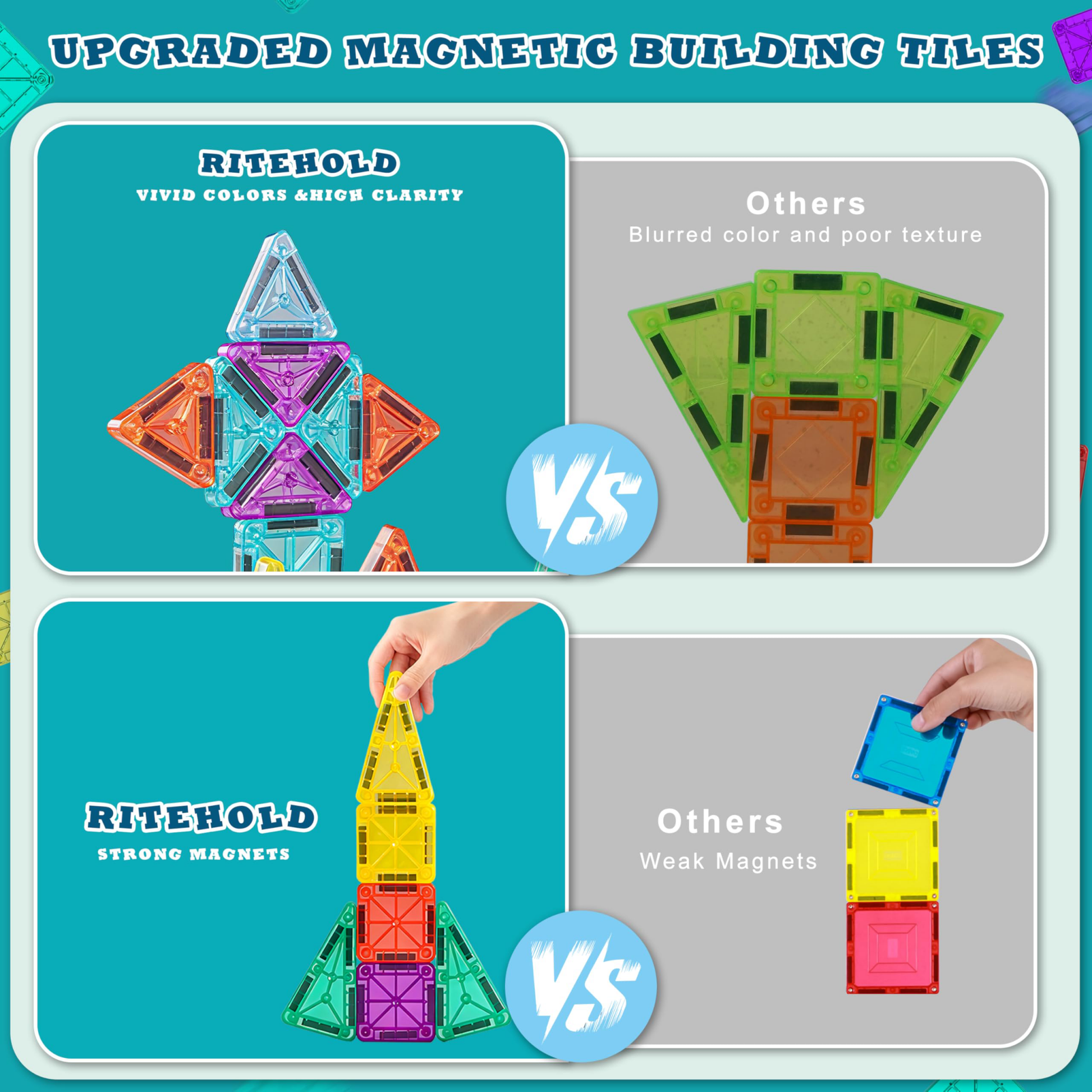 32 Piece Mini - Magnetic Tile Set | STEM Building Toy for Kids - Lion Wholesale