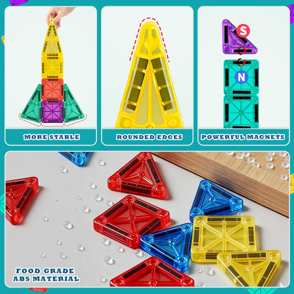 32 Piece Mini - Magnetic Tile Set | STEM Building Toy for Kids - Lion Wholesale