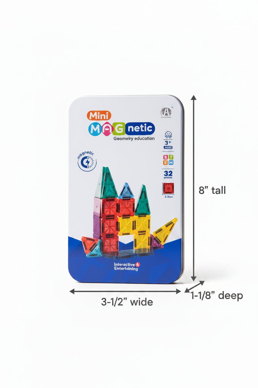 32 Piece Mini - Magnetic Tile Set | STEM Building Toy for Kids - Lion Wholesale