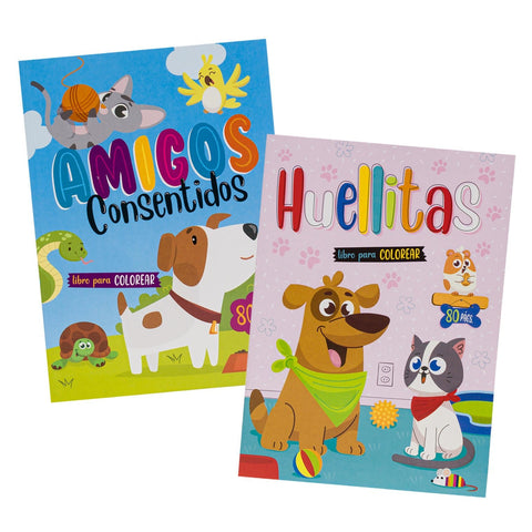 80 - Page Spanish Pets Coloring Book – 2 Coloring Books Included - Lion Wholesale