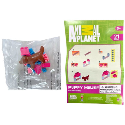 Animal Planet Puppy House building blocks set with packaging on a white background
