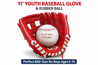 Pre-Order for Late March Arrival | 11” Youth Baseball Glove with Rubber Ball – Right-Hand Throw