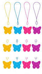 Butterfly Pop Fidget Necklace — 12-Pack (3 each: Yellow, Blue, Pink, Purple)
