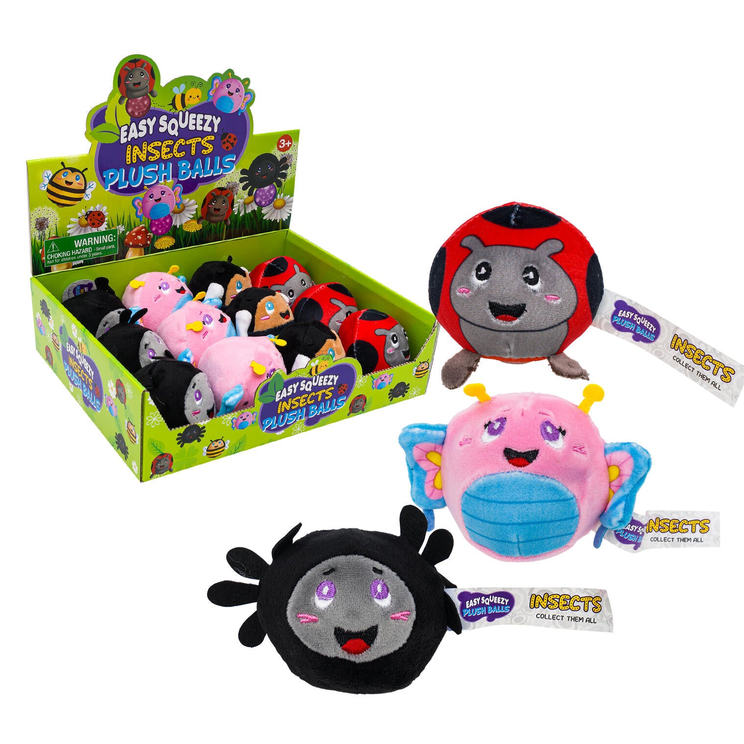 Easy Squeezy Insect Plush Balls - 3" Squishy Bug Fidget Toys 12 Pack Asst. | NOT FOR OCC