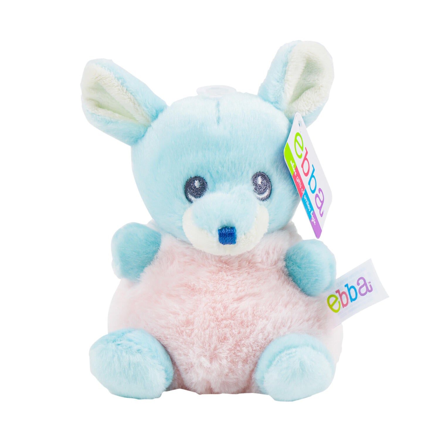 Blue Baby Plush Fawn by Ebba, 5-inch soft stuffed animal with a fluffy belly and adorable features.