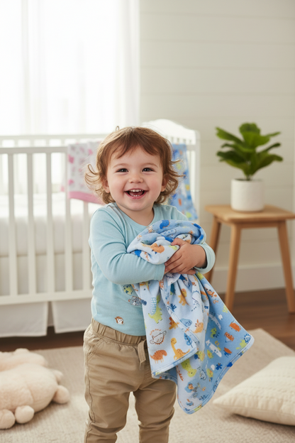 Gentle Steps Receiving Blankets 3-Pack – 26x26" 100% Cotton, Assorted Colors
