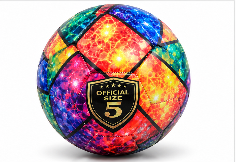 Soccer Ball Specialty Print Premium Size 5 PU  |Includes Pump & 2 Needles -Pre-Rolled For Shoeboxes (Sold individually)
