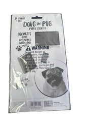 Packaging of Doug the Pug stickers on a white background