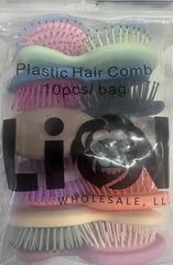 Pkg of 10 Hair Brushes: Mini Wet/Dry Travel Hair Brush Assortment