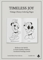 Open book with black and white line drawings of cartoon characters on a light background.