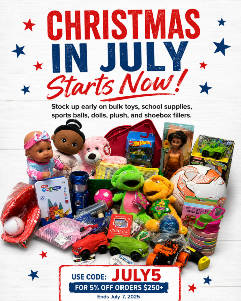 Christmas in July Banner with Toys in image