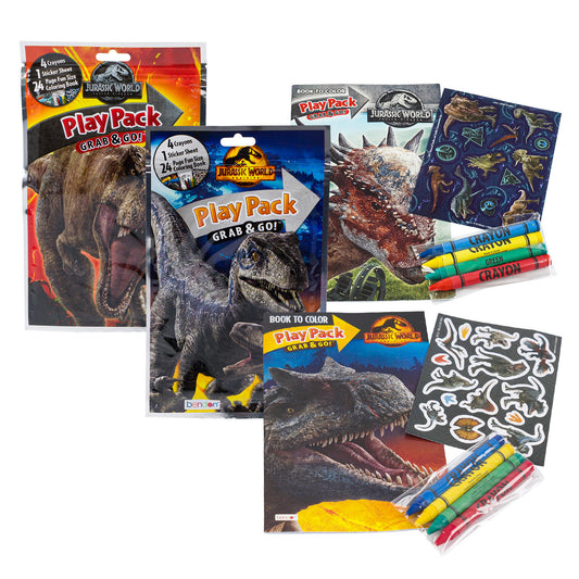 Jurassic World Coloring Book Kit with crayons and stickers for creative dinosaur fun on the go.