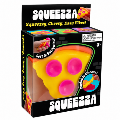 Squezza pizza squishy toy in packaging 
