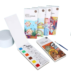 Watercolor notepad with marine animals, cute pet, and princess illustrations.