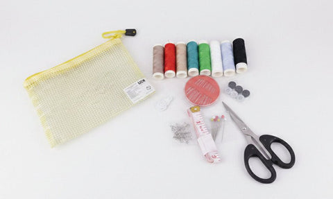 All - in - One Sewing Kit – Thread, Needles, Scissors & Accessories | Mesh Zipper Pouch - Lion Wholesale