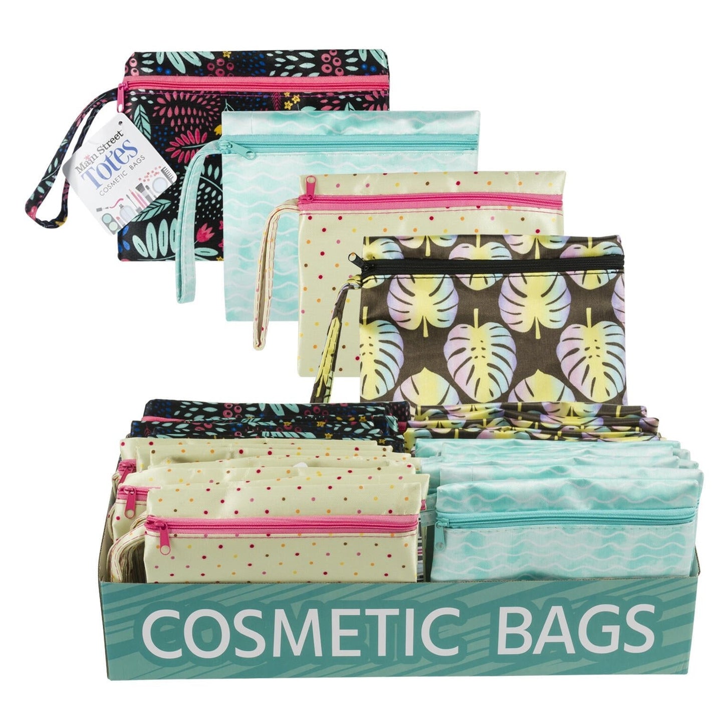 Assorted Zippered Cosmetic Bags – 4 Stylish Prints | Sold Individually/Random - Lion Wholesale
