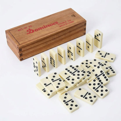 Classic Full Size Double Six Dominoes Set in Wooden Box – 28 Pieces - Lion Wholesale