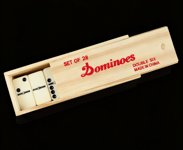 Classic Full Size Double Six Dominoes Set in Wooden Box – 28 Pieces - Lion Wholesale