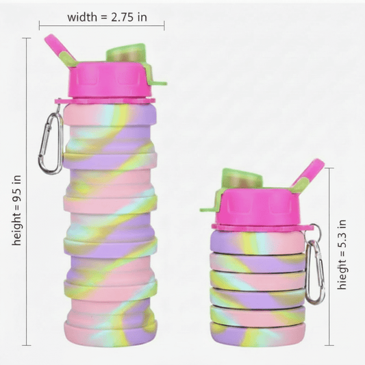 Collapsible Silicone Water Bottle 17oz | BPA - Free | Shoebox & Bulk Gift Ready | Multicolor - Lion Wholesale