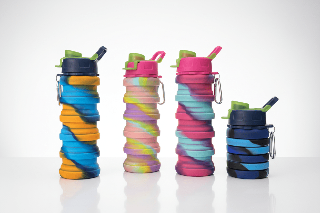 Collapsible Silicone Water Bottle 17oz | BPA - Free | Shoebox & Bulk Gift Ready | Multicolor - Lion Wholesale