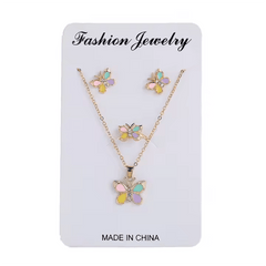Colorful Butterfly Jewelry Set – Ring, Necklace & Earrings - Lion Wholesale