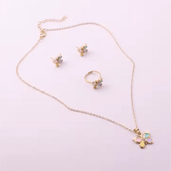 Colorful Butterfly Jewelry Set – Ring, Necklace & Earrings - Lion Wholesale