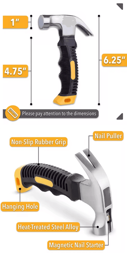 Compact Claw Hammer - Shorty Hammer – 6.25” - Lion Wholesale