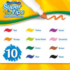 Crayola 10ct Washable Super Tips Markers - Lion Wholesale