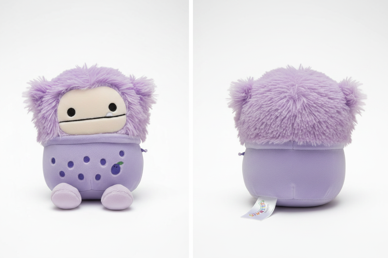 Dilka Lavender Bigfoot Squishmallow Front and Back