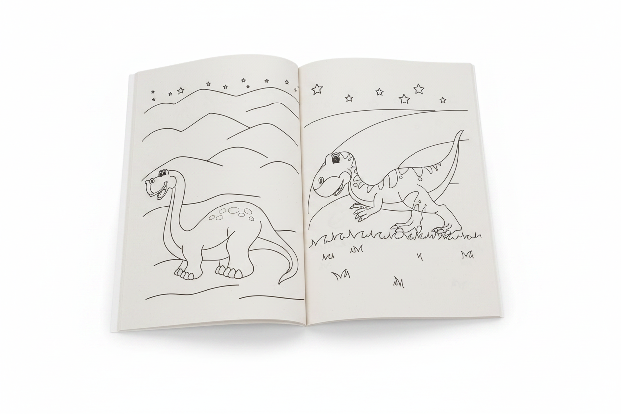 Dino World Coloring Book - Open Pages 
